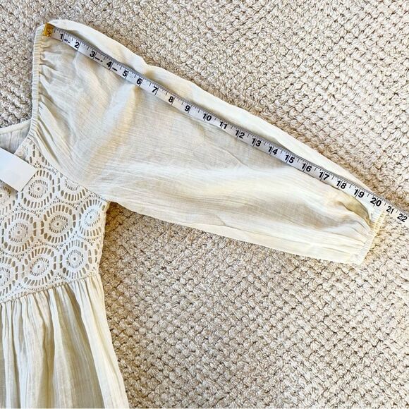 Sanctuary Boho Cream Tunic Puff Sleeves Smocked Bodice Cottagecore Dress SZ XS - Picture 14 of 15